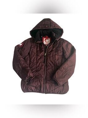 Canada Weather Gear Puffer Jacket | Size L Women’s Hooded Coat - Burgundy